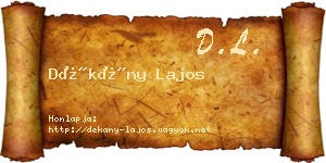 Dékány Lajos névjegykártya